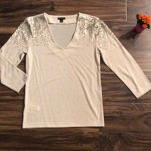 🔺Ann Taylor 3/4 sleeve sequin sweater NWOT